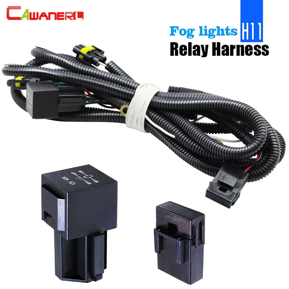 

Cawanerl Car Fog Light Wiring Harness H11 Socket Wire Relay 40A For Honda Acura Nissan Infiniti Toyota Lexus Suzuki Renault