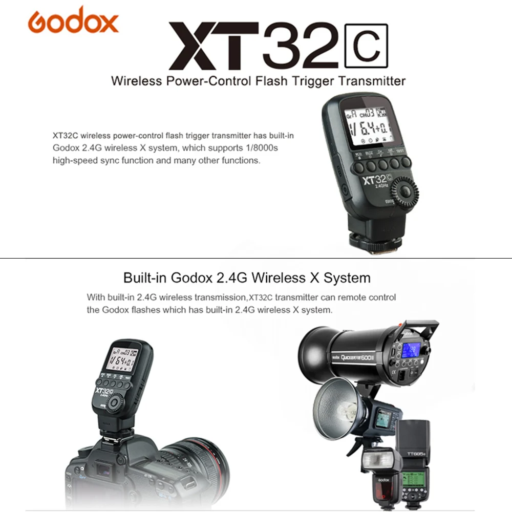Беспроводной триггер Godox XT32C для вспышки с контролем мощности передатчик со