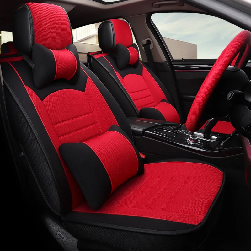 

New Car Seat Covers Breathable Fiber Flax Universal Full surrounded Seat Cushion Cover For Seat Protector Non-slip For Audi etc.