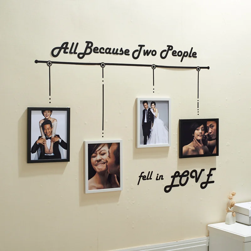 4 шт. прямоугольные Семейные фоторамки черные свадебные настенные наклейки рамка