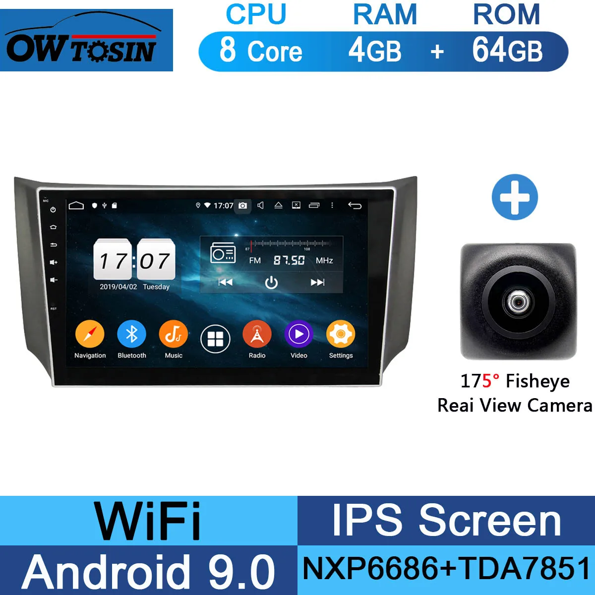 64G Fisheye Camera 10," ips 8 ядерный 4G+ 64G Android 9,0 автомобильный DVD радио gps для Nissan SYLPHY B17 Sentra 2012 2013 DSP CarPlay - Цвет: 64G Fisheye Camera
