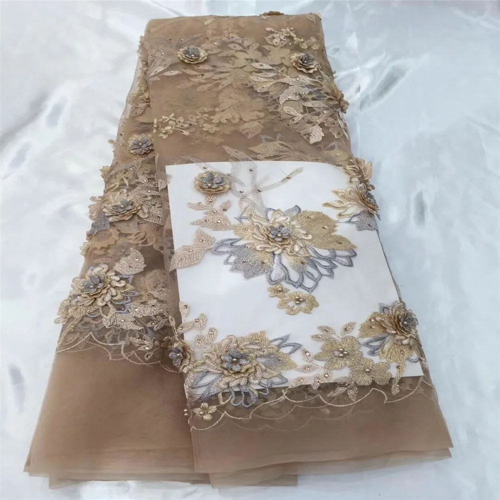 2018 новый стиль Французский Чистая кружевная ткань 3D цветок африканский тюль