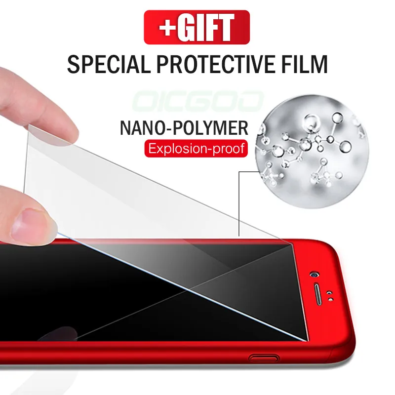 Роскошный чехол OICGOO 360 градусов для iPhone 6 6s 7 8 Plus X 10 чехлы из закаленного стекла |
