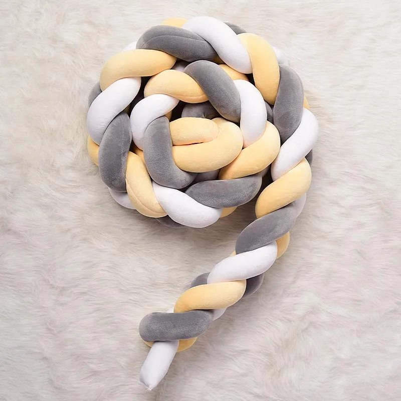 white grey yellow Нордическая длинная плетеная Подушка, хлопковые повязки с узлом, подушка, декоративная подушка для дивана, детский бампер, детская кроватка, защита для детской комнаты, декор 1,5 м - Цвет: white grey yellow