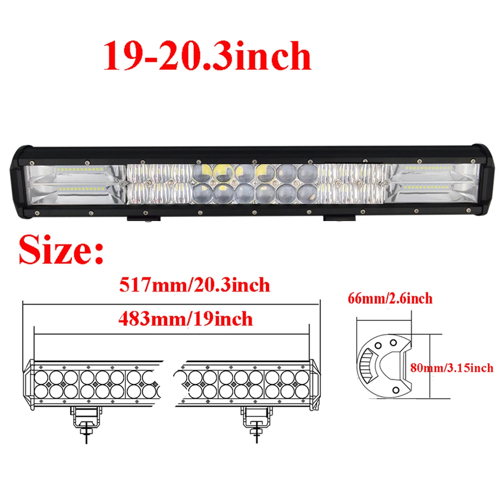 Auxtings Combo Beam 20 дюймов 216 Вт двухрядный IP67 Водонепроницаемый Автомобильный