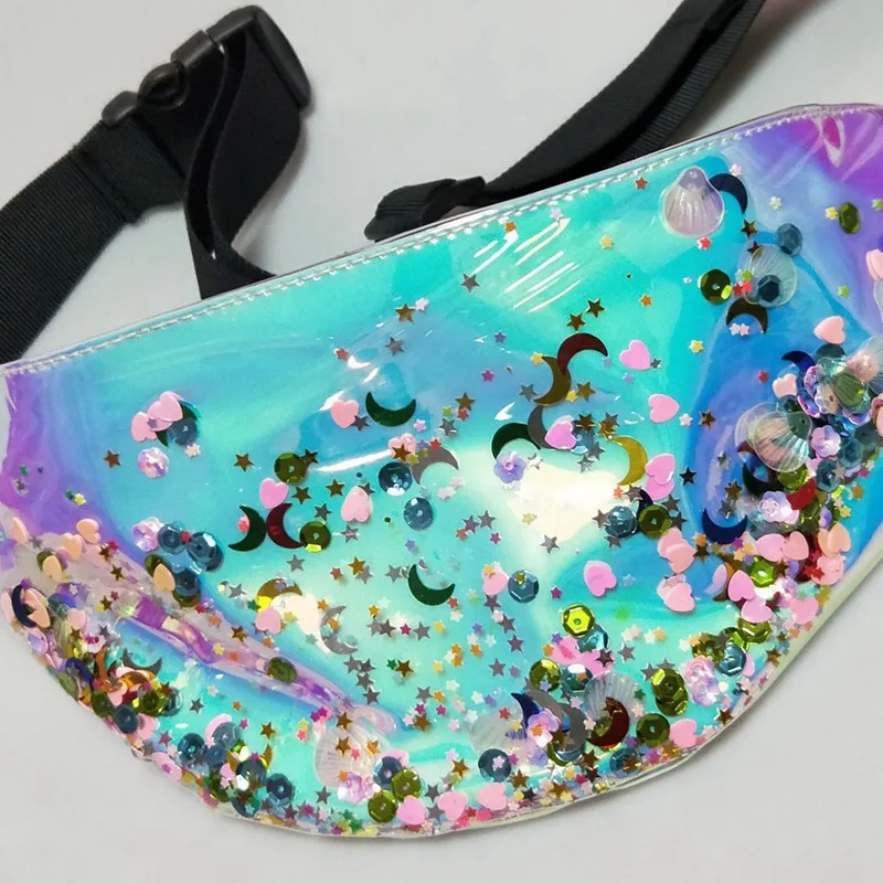 Голографическая прозрачная поясная сумка Женская голограмма карамельного цвета