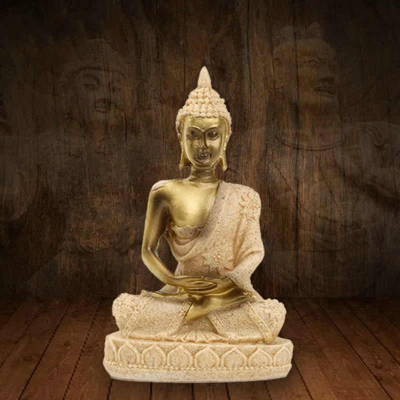 

Home decor crafts jewelry ornaments resin statues Southeast Asian style natural sandstone small sitting Buddha