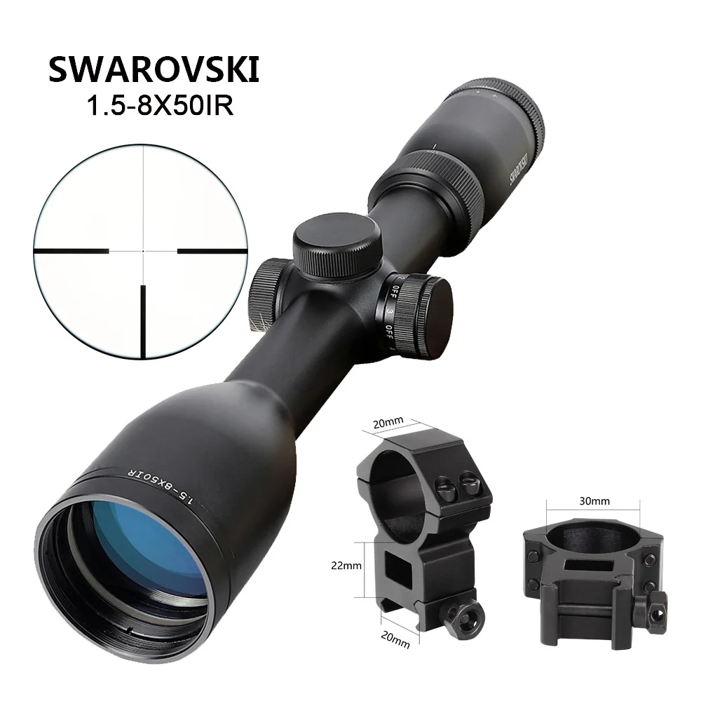 Охотничий 1,5-8X50 SFIR оптические прицелы красный Mil-dot стекло Сетка F40-1 перекрещивание винтовки прицелы полный размер тактический прицел - Цвет: 30mm-Picatinny-SGK