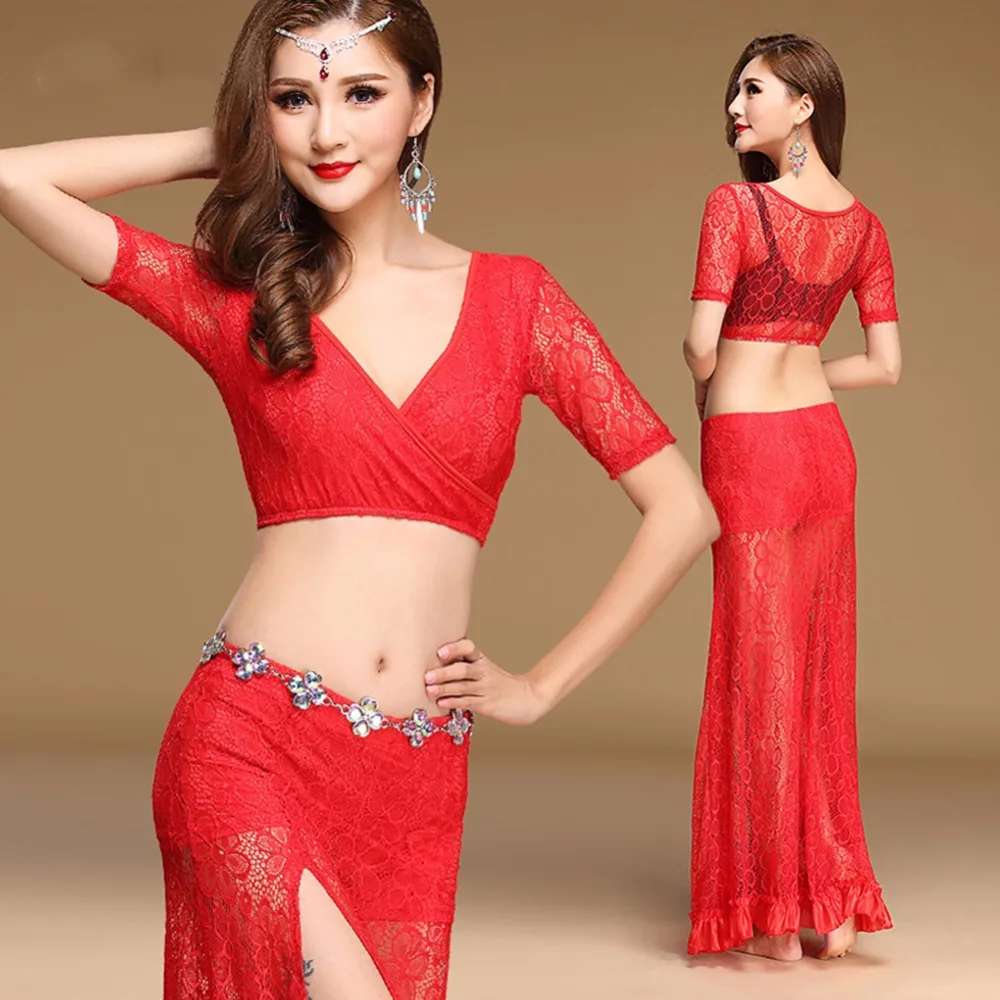 

Bollywood Dance Suit 3 Piece Tops with Skirt Indian Sexy Ropa De Danza Del Vientre Vestido Popular Belly Dancer Costumes 11149