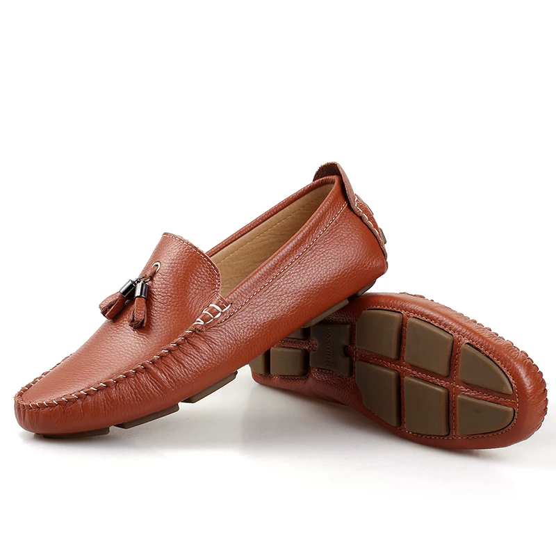 

Tassel Leather Moccasins Men Loafers Soft Breathable Men Shoes Casual Slip On High Quality Brown Black Blue