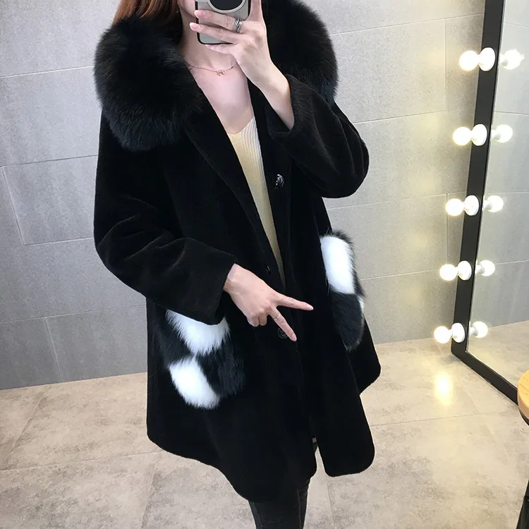 Newest Arrival Women Slim Full Pelt Hooded Faux Lamb Fur Coat Covered Button Thick Warm Outerwear SHD-035 | Женская одежда