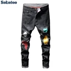 Мужские джинсы-карандаш Sokotoo, Модные Цветные Стрейчевые брюки-карандаш с рисунком
