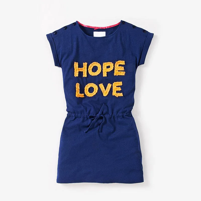 Платья для девочек с надписью Hope Love Платье принцессы От 1 до 8 лет Летние костюмы