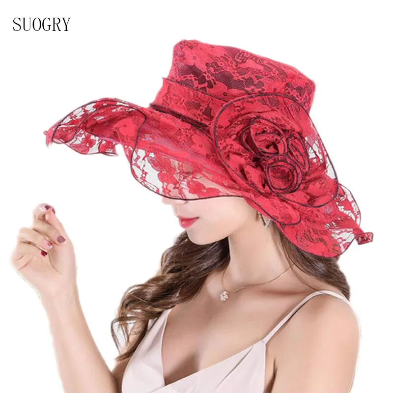 Шляпа SUOGRY женская с широкими полями складная кружевная Солнцезащитная шляпа