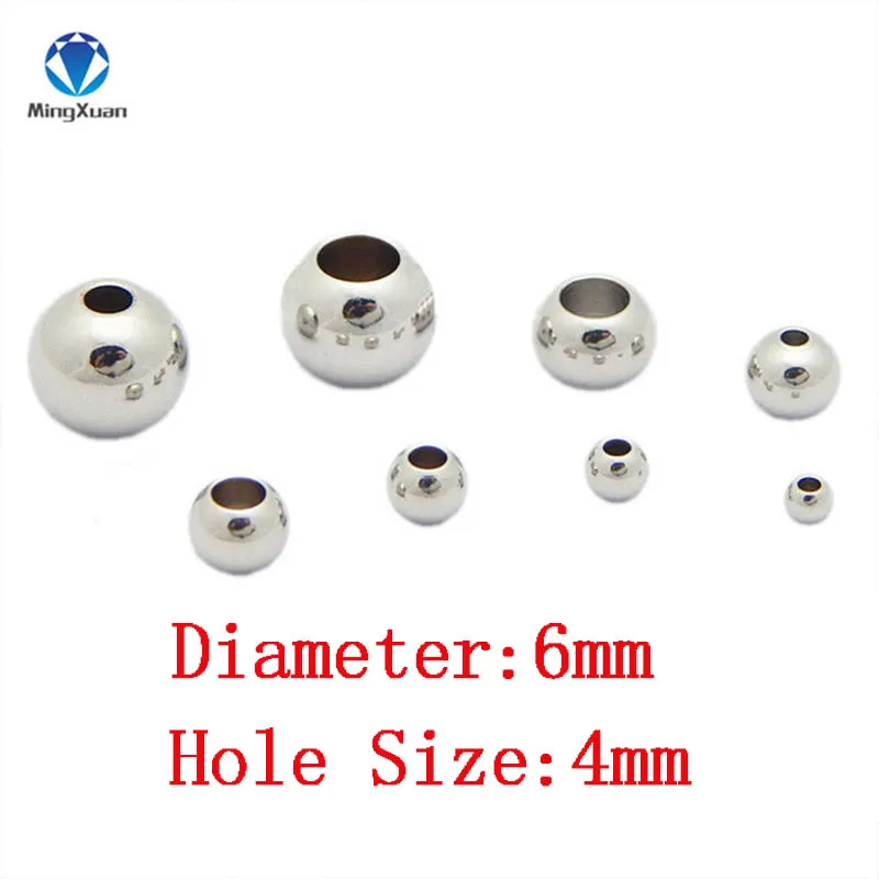 6x4mm 100 шт./лот 3/4/5/6/8/10 мм Серебряный Нержавеющая сталь разделительные бусины с большими отверстиями, кулоны А-1,2-5 мм подходит для браслеты с подвесками Браслеты ювелирных изделий - Цвет: 6x4mm
