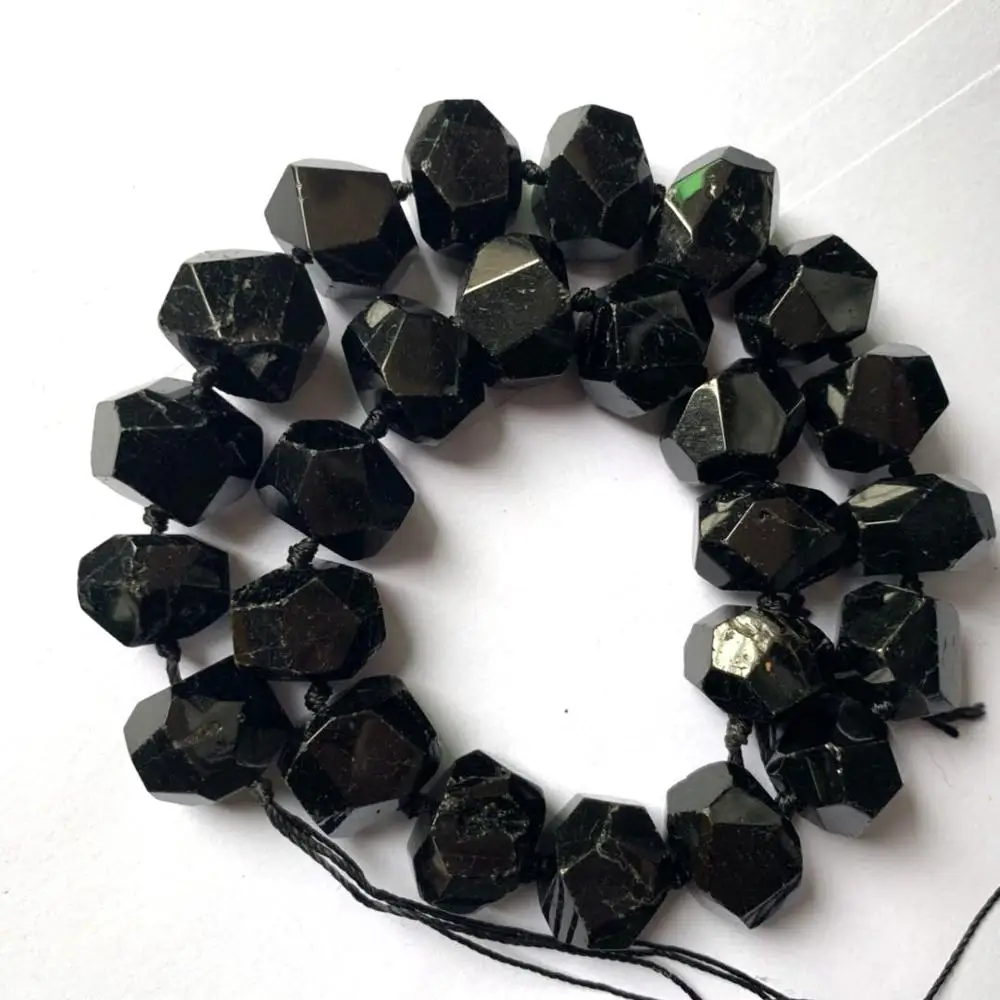 

oval faceted black tourmaline beads natural stone beads DIY loose beads for jewelry making strand 15" wholesale !