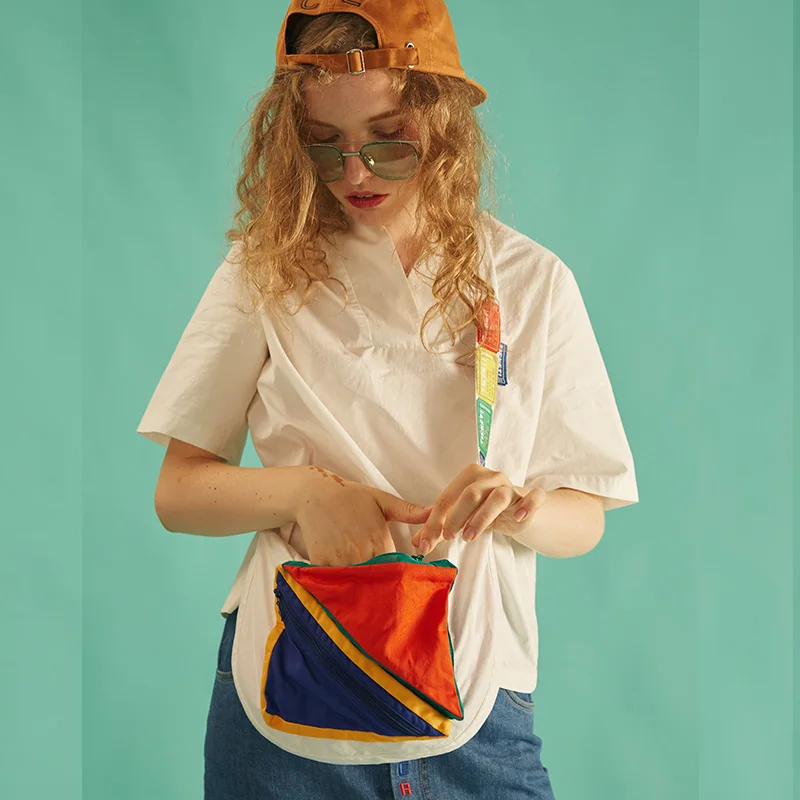 Новинка 2017 года холст Сумки лоскутное в радужную полоску Цвет блок Для женщин