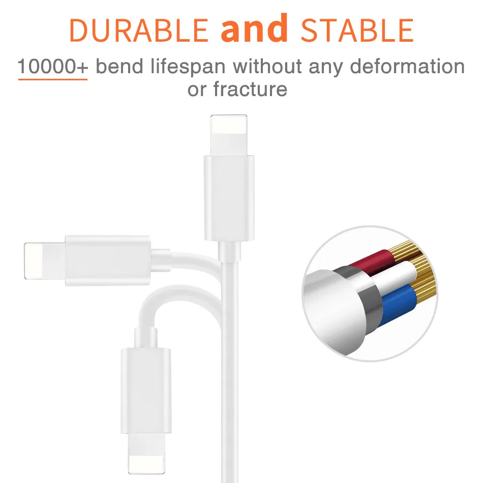 3 шт./лот 2 м USB кабель для iPhone X 8 7 6 6S Plus 5 5s SE быстрая Синхронизация данных зарядный