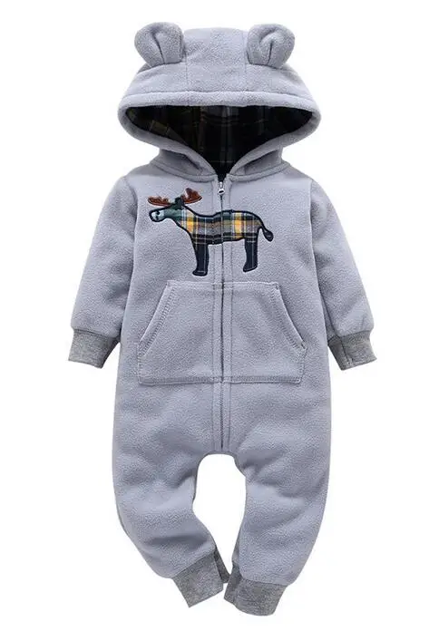Г. Одежда для младенцев детский флисовый комбинезон, bebes, одежда детская верхняя одежда с капюшоном Весенняя теплая одежда цельный комбинезон для девочек - Цвет: Gray deer