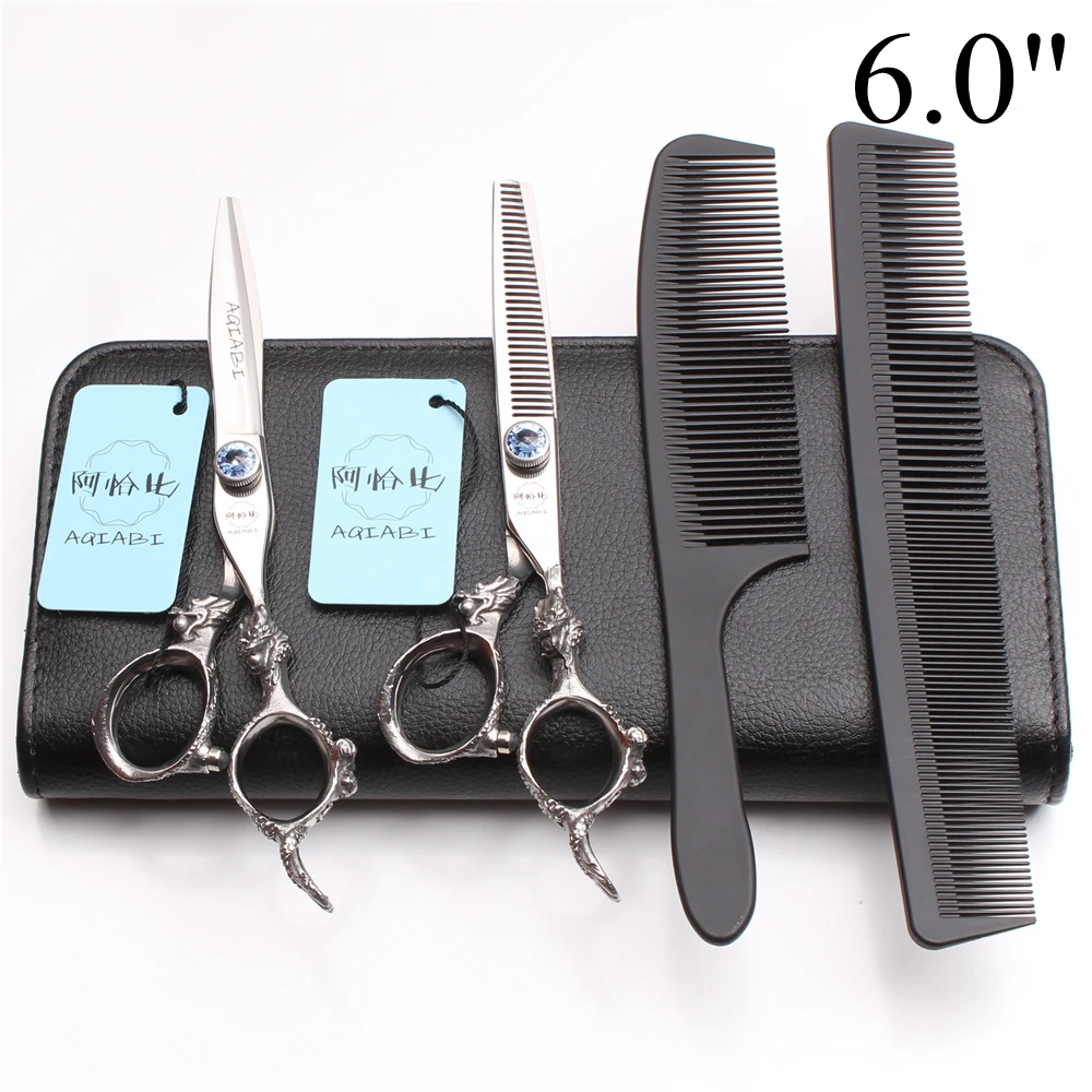 6&quot 17.5cm Japan 440C AQIABI Barber Shop Cutting Shears Thinning Scissors Hair Clippers Professional Hairdressing A9108 | Красота и