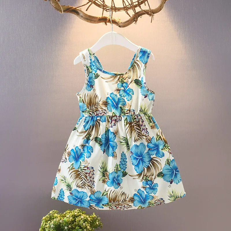 Blue EABoutique Хлопковое платье для маленьких девочек коллекция года, Весенняя Милая стильная одежда с цветочным рисунком для детей возрастом от 1 года до 4 лет, Q1207 - Цвет: Blue
