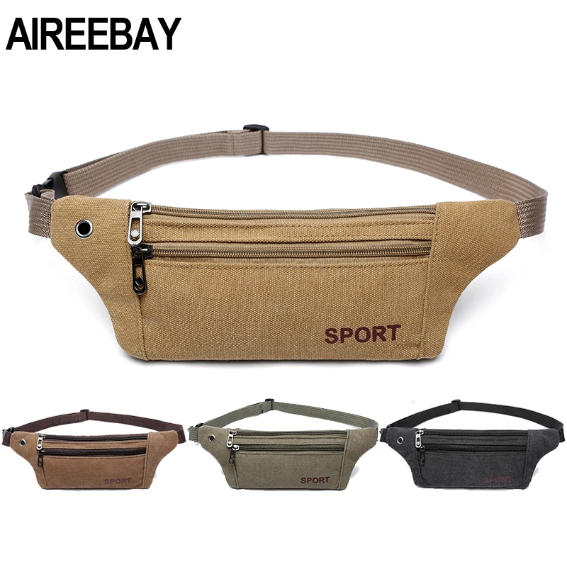 Повседневная прочная поясная сумка AIREEBAY для мужчин Холщовый кошелек на пояс