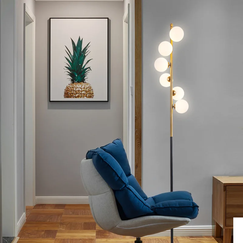 Nordic Simple Floor Lamps for Living Room Glass Ball Standing Lamp Gold Light Bedroom Creative Art Home Decor Lighting Fixtures | Лампы и