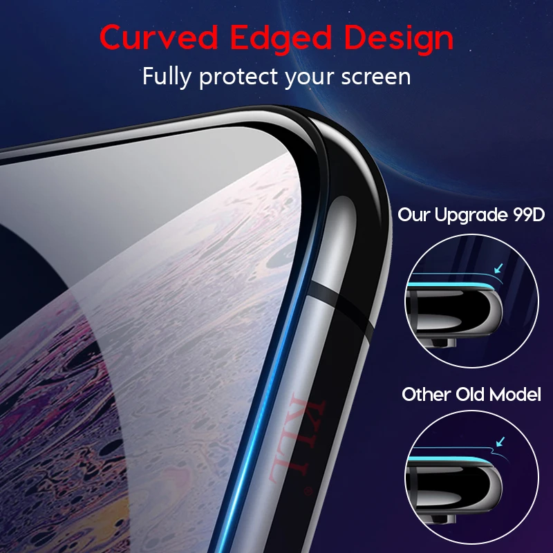 99D закругленные края полное покрытие закаленное стекло для iPhone XS MAX X XR Защитная пленка для экрана для iPhone 6 6s 7 8 Plus защитное стекло