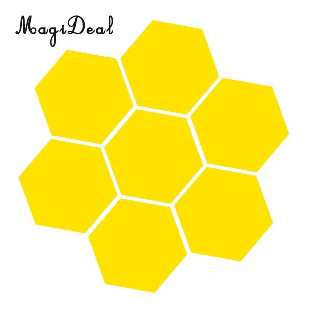 7 шт. 3D зеркальная поверхность Шестигранная виниловая Съемная клейкая Наклейка