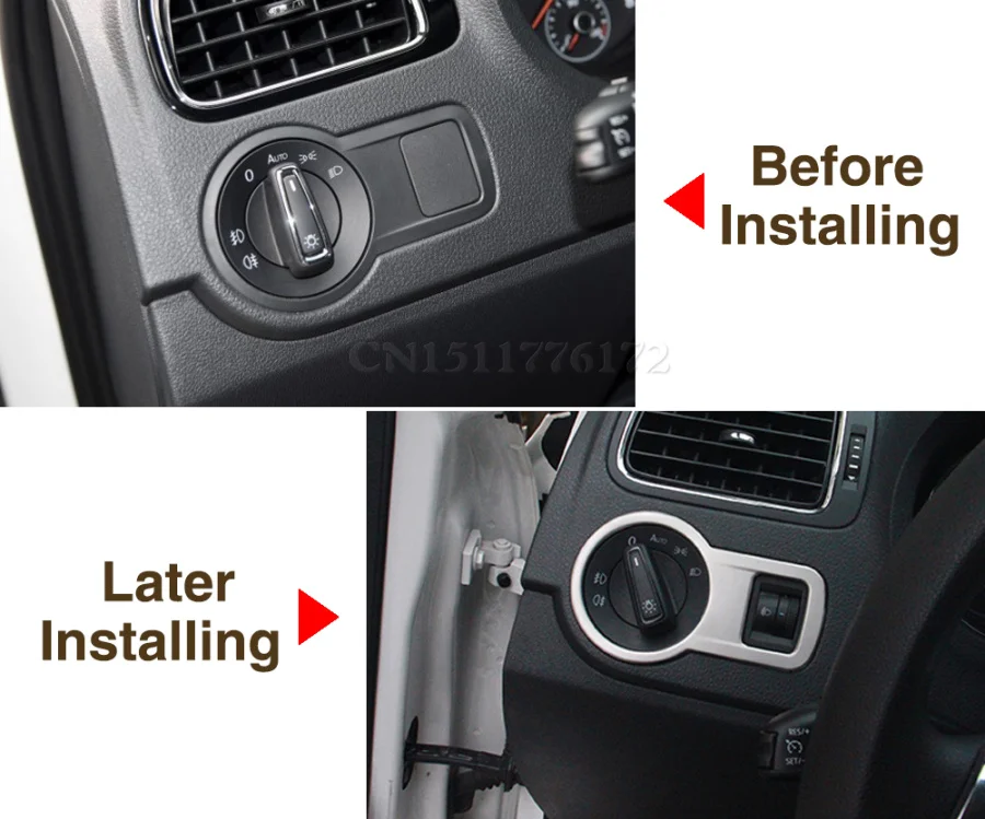 Высокое качество! Украшение для переключателя фар из нержавеющей стали наклейка