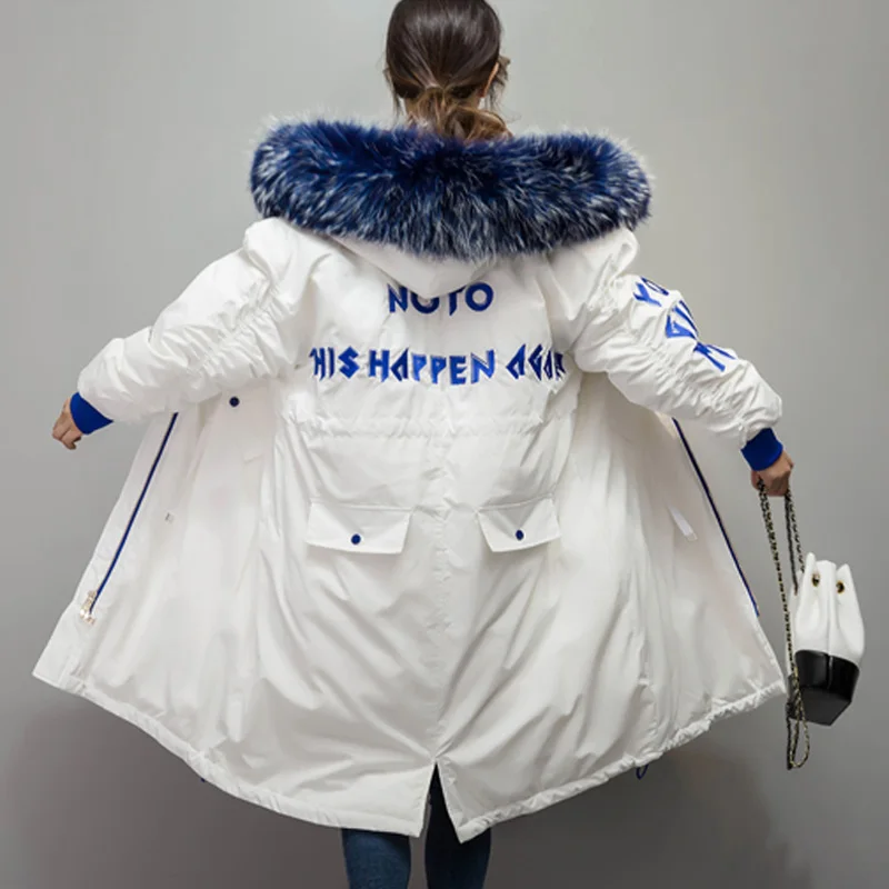Высококачественная зимняя женская куртка 2018 с воротником из натурального меха