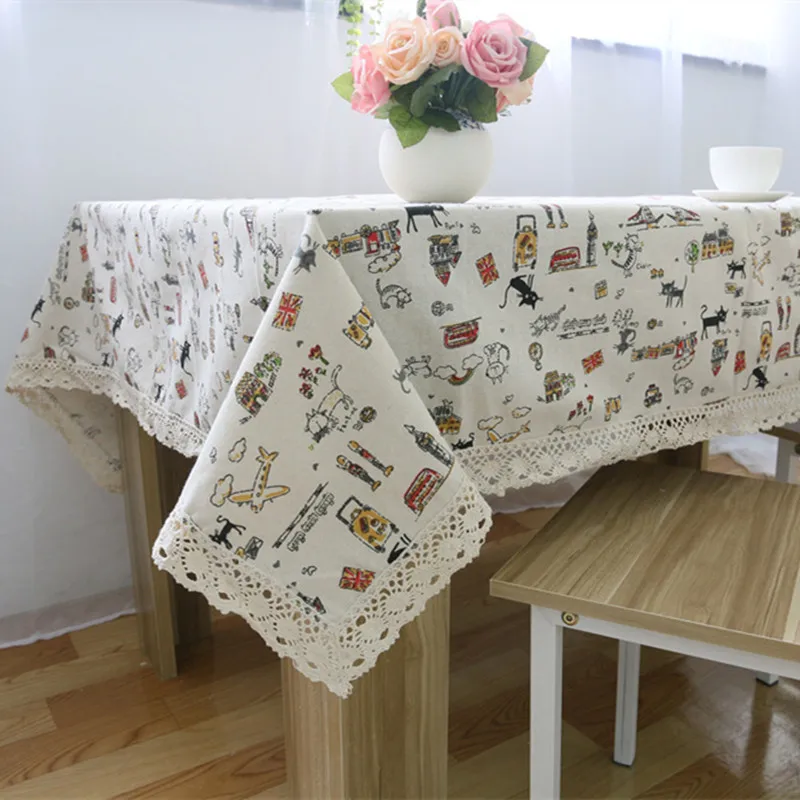 Корейский мультфильм кошки скатерть дом/вечерние/Декор для обеденного стола домашний стол/холодильник лен хлопок пылезащитный чехол