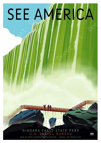 Постер для путешествий см. Америку Ниагарский водопад картины на холсте