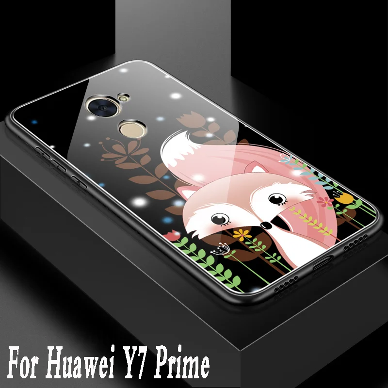 Чехол для huawei y7 2017 enjoy 7 plus Роскошный чехол из закаленного стекла мультяшный