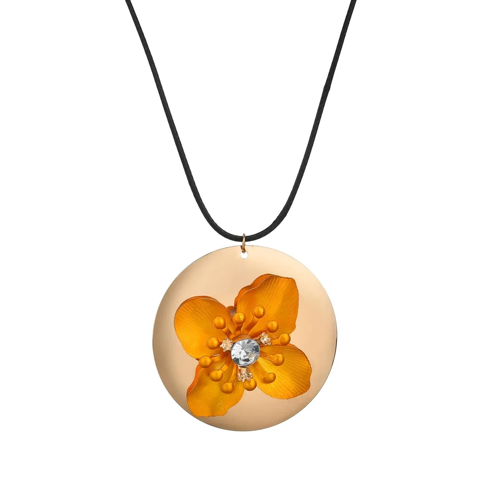 Набор ювелирных изделий ZHIMO черные кожаные круглые серьги с подвеской в виде