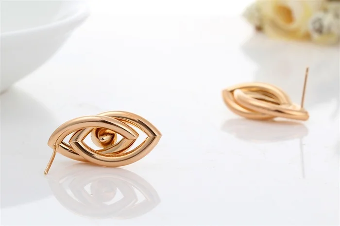 new Double Twisted Blue Evil's Eyes Jewelry Sets Gold Color Pendant Necklace Stud Earrings for Women Girls Jewellery | Украшения и