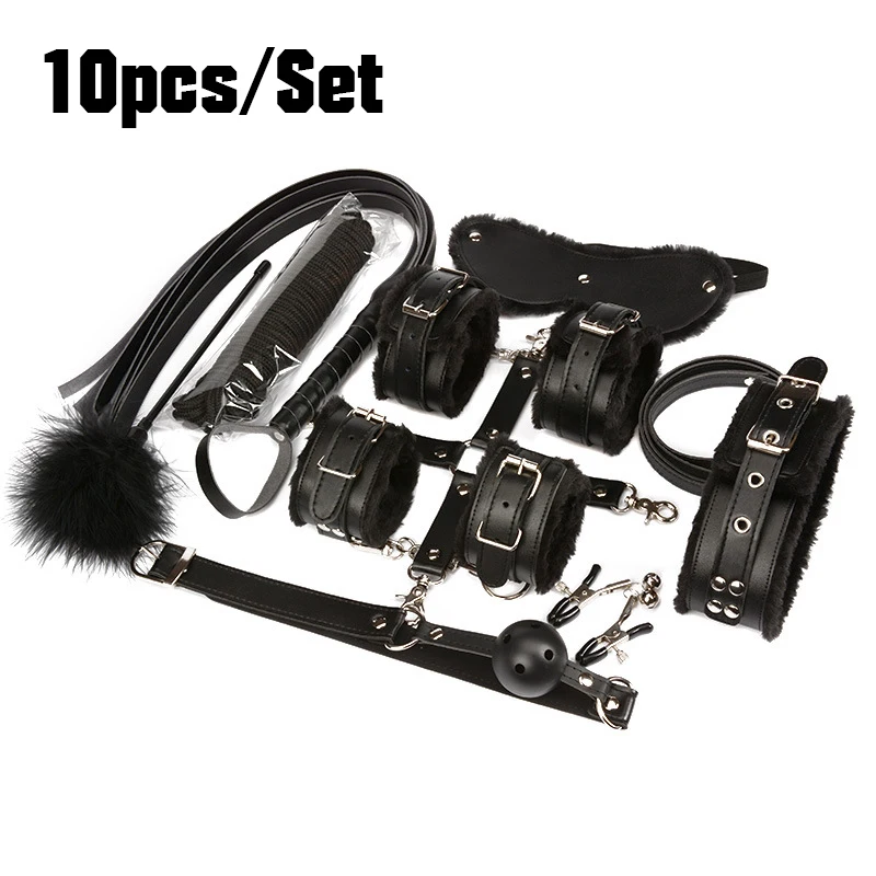 10 шт. набор удерживаемых пар наручники ошейник плетёная веревка завязанные глаза