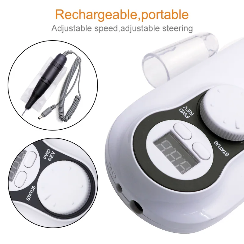 

kesinails Nail Drill Machine 30000Rpm Portable Rechargeable Pedicure Strong Polishing Electric Machine For Manicure Nail Tools