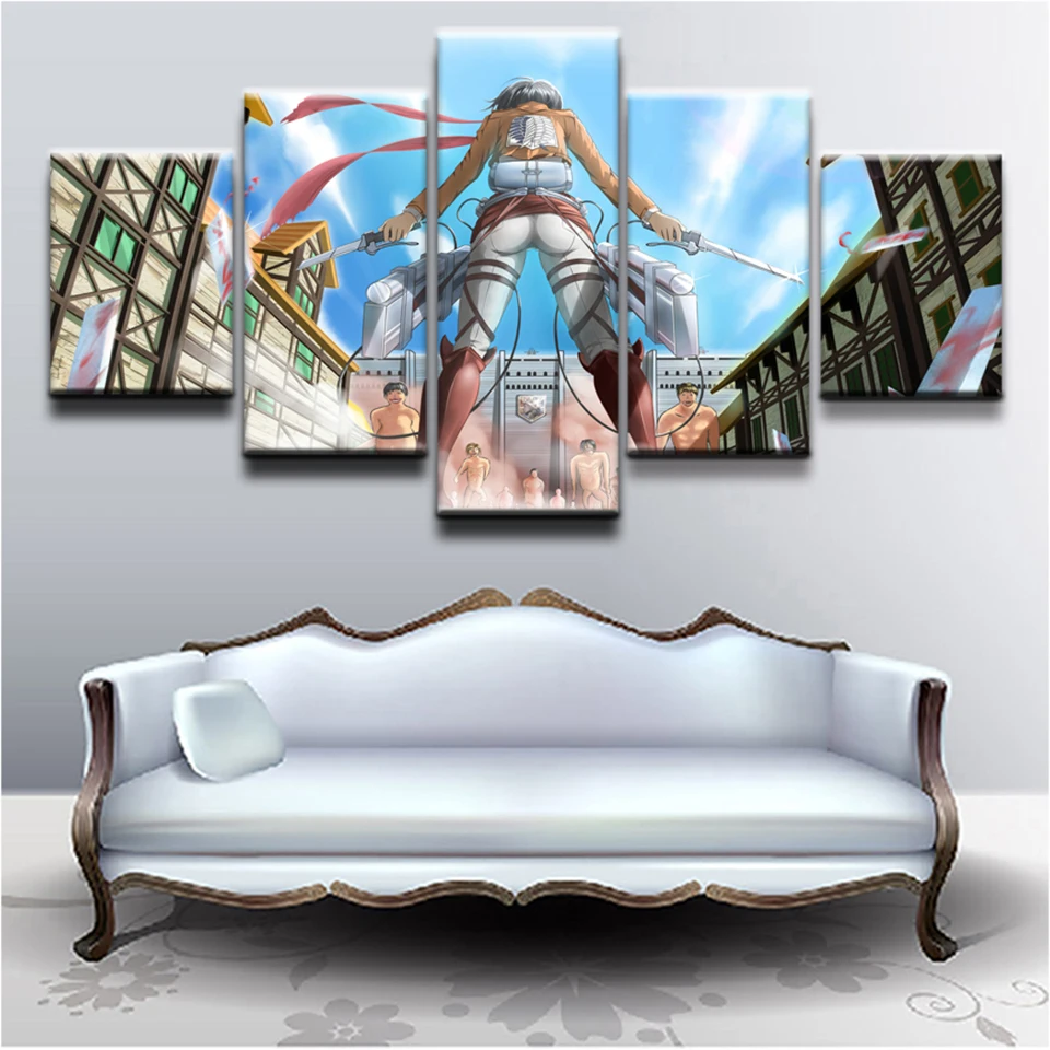 Картина на холсте домашний декор картины 5 шт. атака Титанов анимация настенные