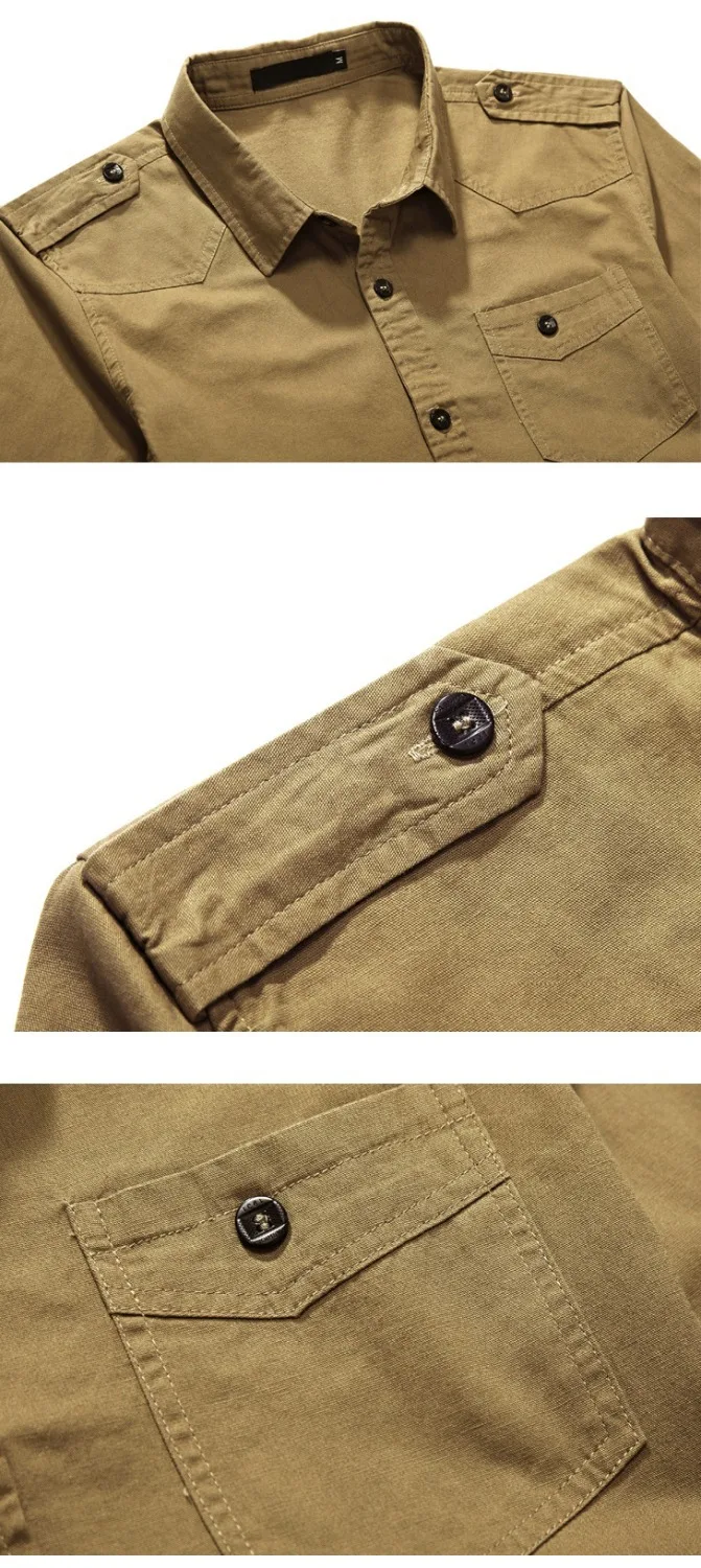 Рубашка мужская с длинным рукавом хлопковая блуза в стиле милитари 2 цвета