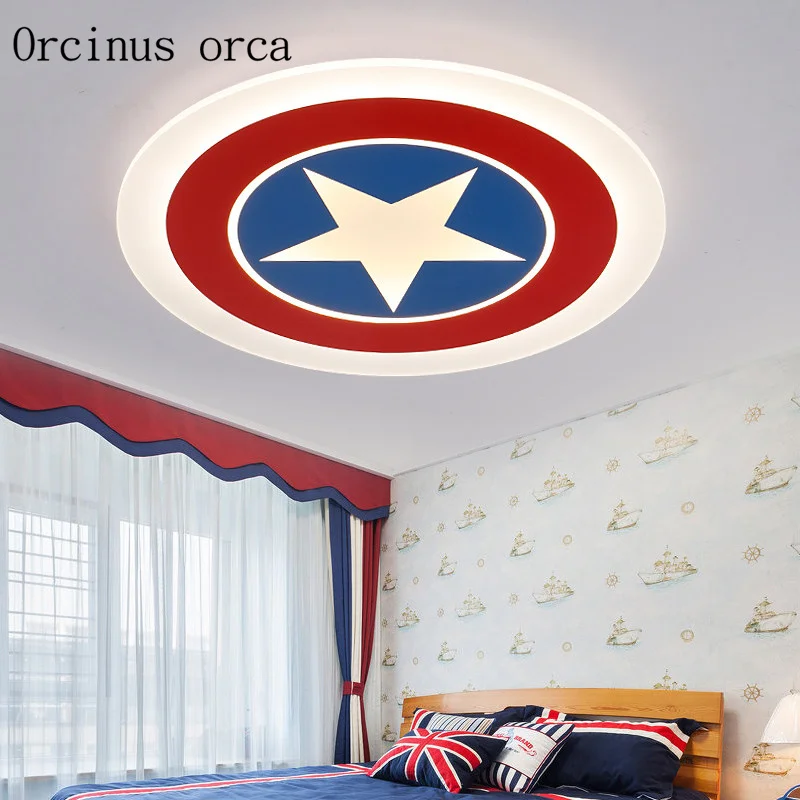 

Kid's Room Lighting Captain America Ceiling Lights Child Bedroom Cartoon 7LED*3W&24LED*0.3W for Living Room Home Decoration Lamp