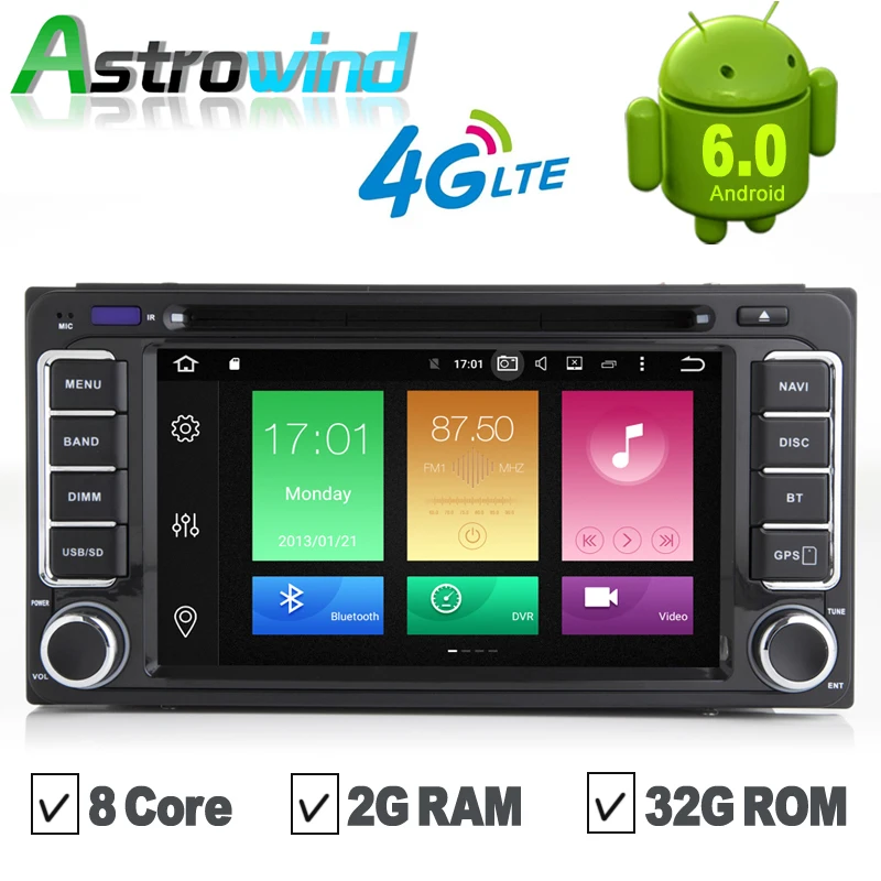 Восьмиядерный 2 Гб ОЗУ 32 ПЗУ Android 6 0 DVD плеер радио стерео медиа для Toyota Corolla Camry Rav4