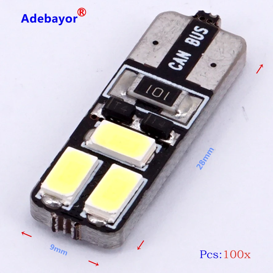 100 шт. авто светодиодный T10 194 W5W 6 Smd 5630 5730 парковочный мотоцикл номерной знак Купол
