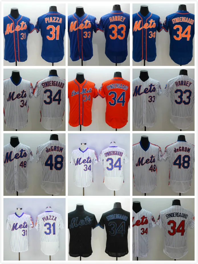 31 Майк Пьяцца 33 Мэтт Харви 34 Ной Syndergaard 48 Иаков deGrom Трикотажные синий красный