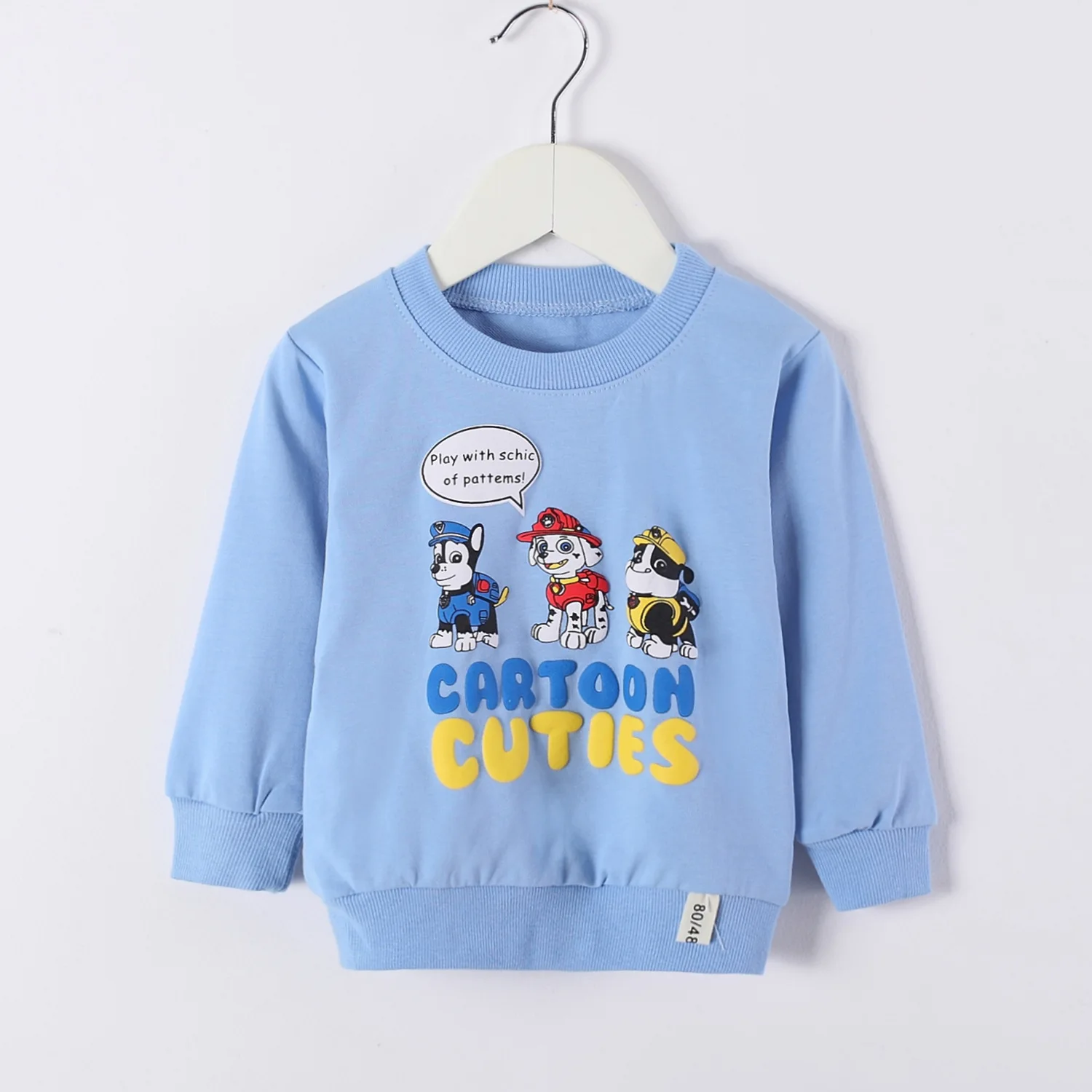 Blue PAW Patrol Детская Хлопковая футболка с длинными рукавами весенние толстовки с рисунком для мальчиков и девочек джемпер топы для девочек от 0 до 4 лет, одежда для маленьких мальчиков - Цвет: Blue PAW Patrol