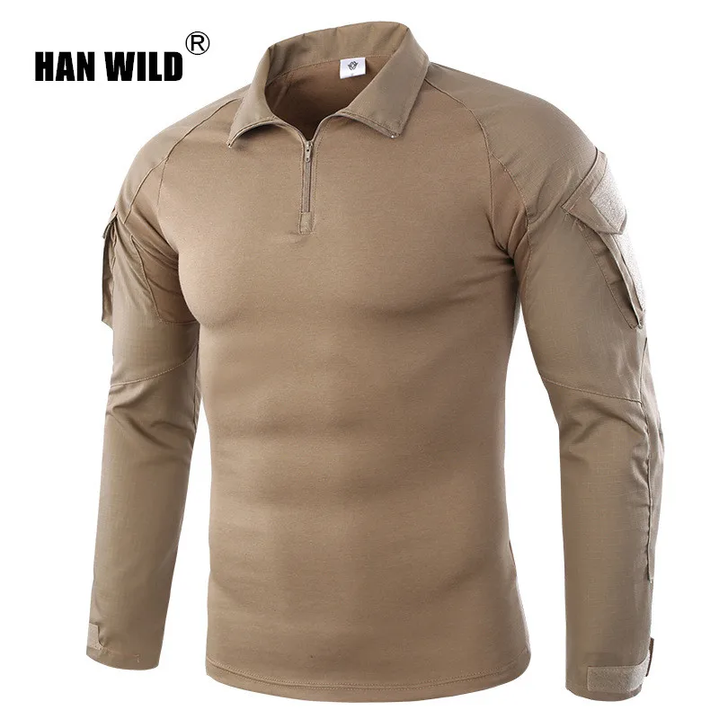 Мужская камуфляжная футболка HAN WILD в стиле милитари для походов охоты размера