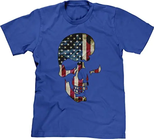 Мужская Футболка Череп с Американским Флагом Отпечаток Мужской Футболки|t-shirt