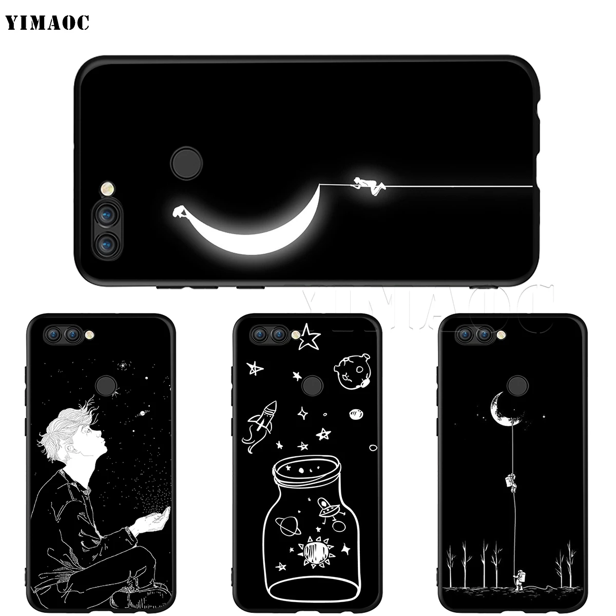 YIMAOC черный белый Луна Звезды Космос астронавт чехол для Huawei Mate 10 P8 P9 P10 P20 P30 P Smart Lite