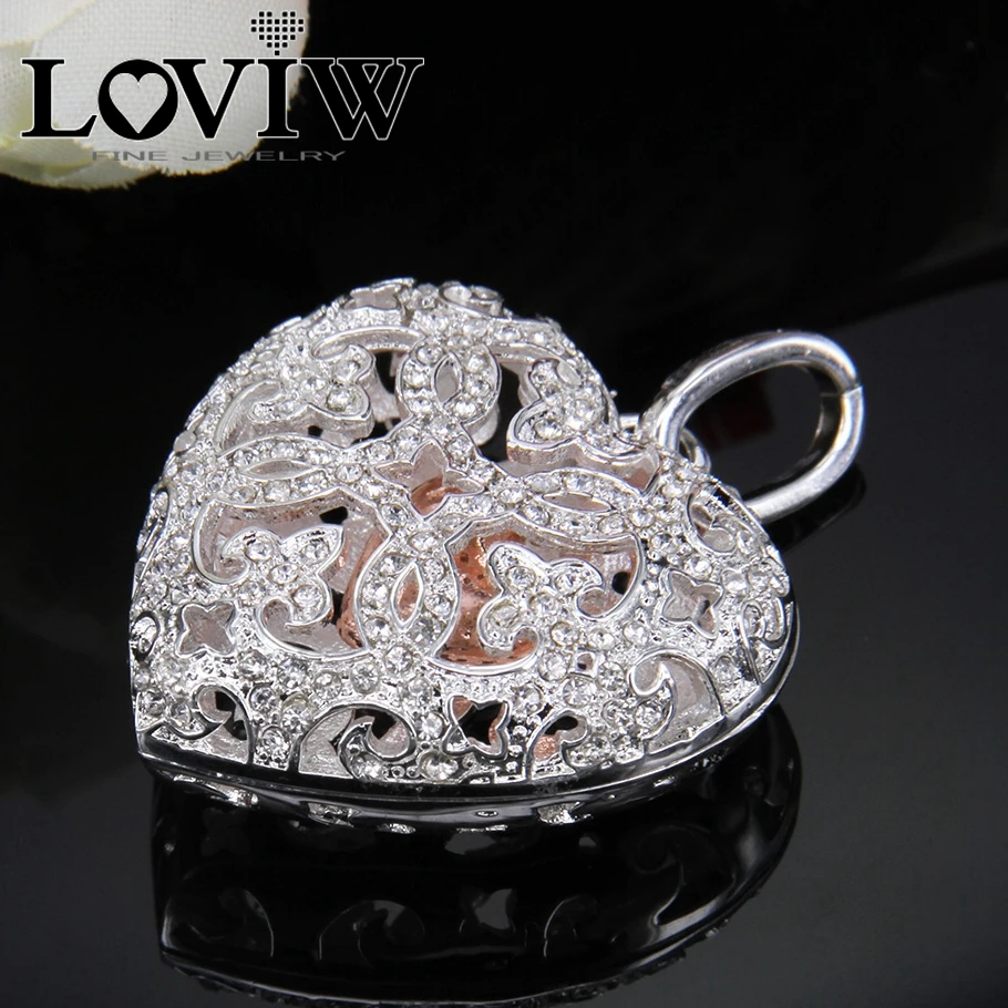 Модный медальон с подвеской в виде сердца и стразы коллекция 2017 ювелирное