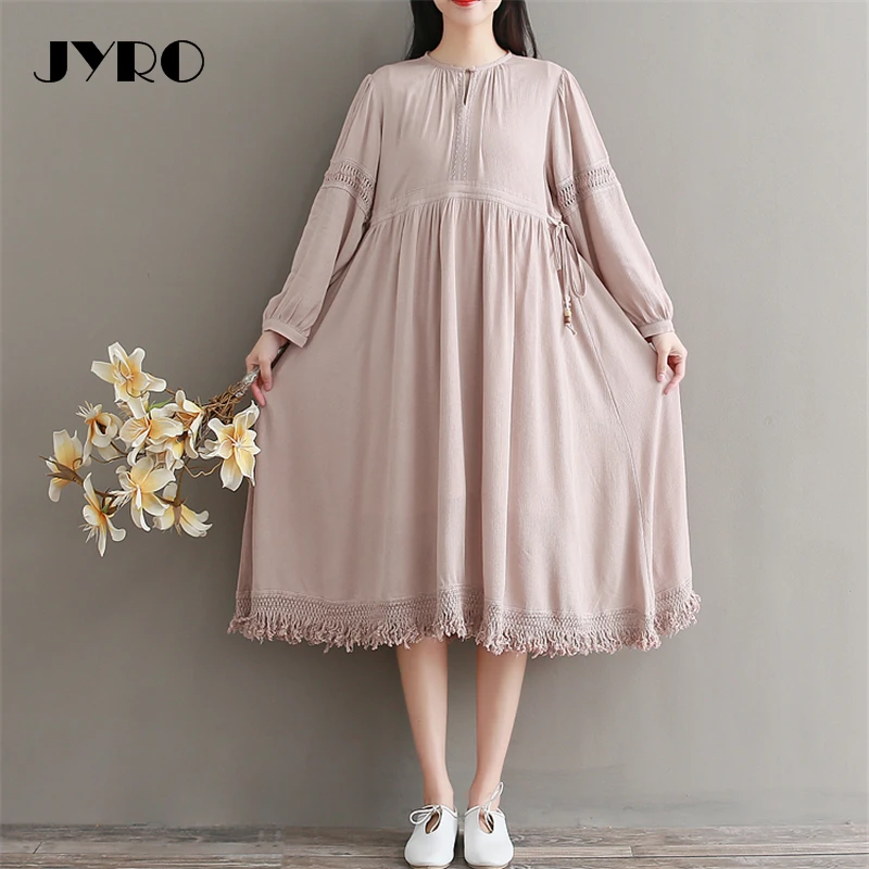 Jyro бренд Мори Для женщин Платья для Весна Новый Стиль Длинные свободные большой